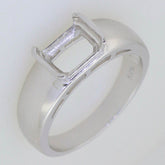 Sterling Silver Semi Mount Ring Setting Emerald OCT 9x7mm Bezel Set - Syzjewelry